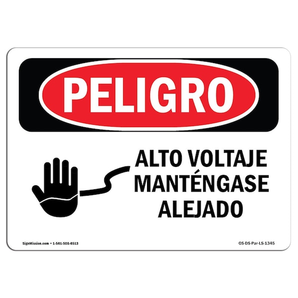 OSHA, High Voltage Keep Out Spanish, 18in X 12in Alum, 18" W, 12" H, High Voltage Keep Out Spanish